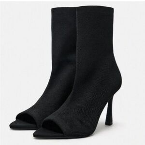 Zara open toe fabric ankle boots size 37 (6-7)